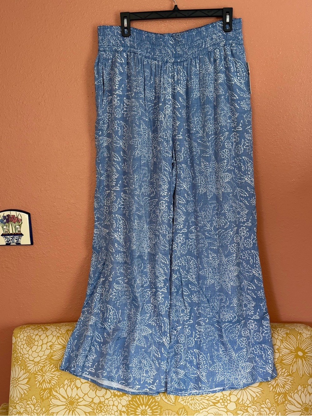 Wonderly Blue Floral Wide Leg Pants